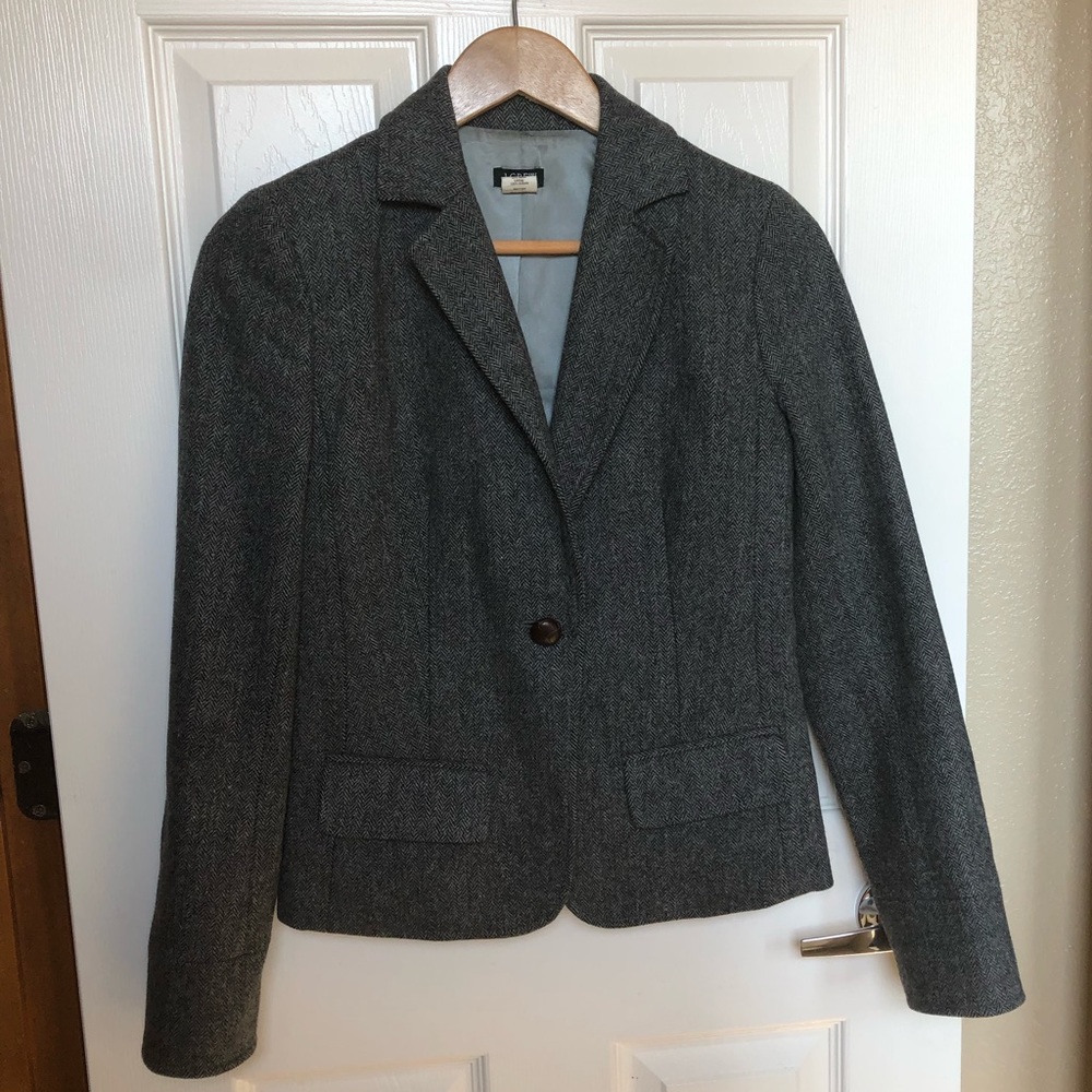 J.Crew Herringbone Wool Blazer Size 0